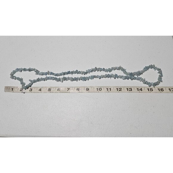 Boho Aquamarine Chip Nugget Beaded Statement Necklace Beach Core Fashion Jewelry - Picture 4 of 5